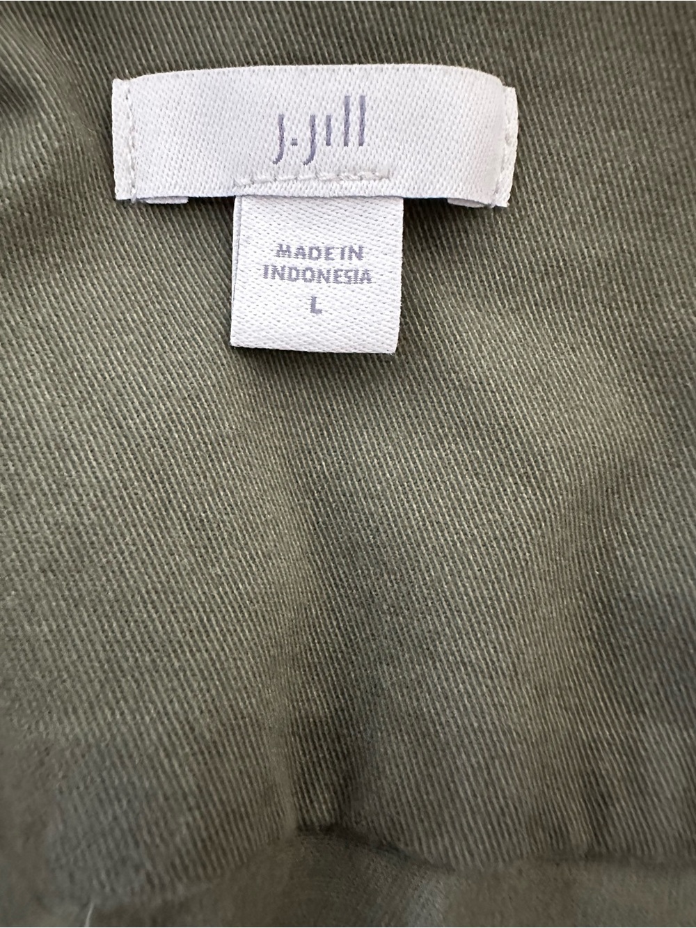 J Jill Olive Green Utility Jacket Fabric Tie  Cinch Waist Cargo Pockets Sz L EUC - Picture 4 of 6